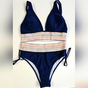SunnySculpt Tummy Control Bikini-Navy-XL